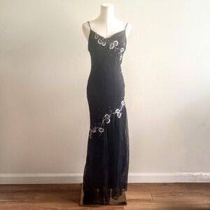 Y2K Silk Floral Beaded Fairygoth Prom Dress